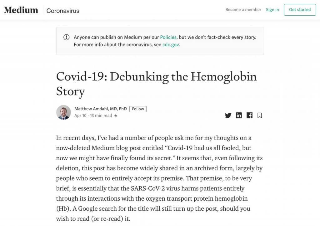 Covid-19: Debunking the Hemoglobin Story